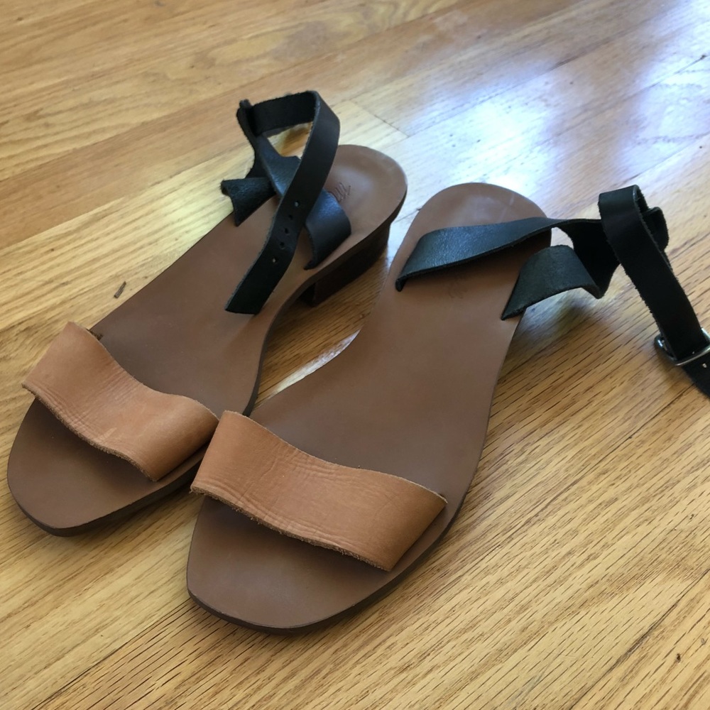 Madewell Tan/Black Colorblock Veronique Sandals